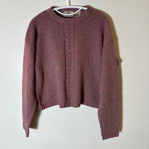 Vintage Haberdasher Tweed Cable Knit Sweater Wool Blend Mauve Large 90s